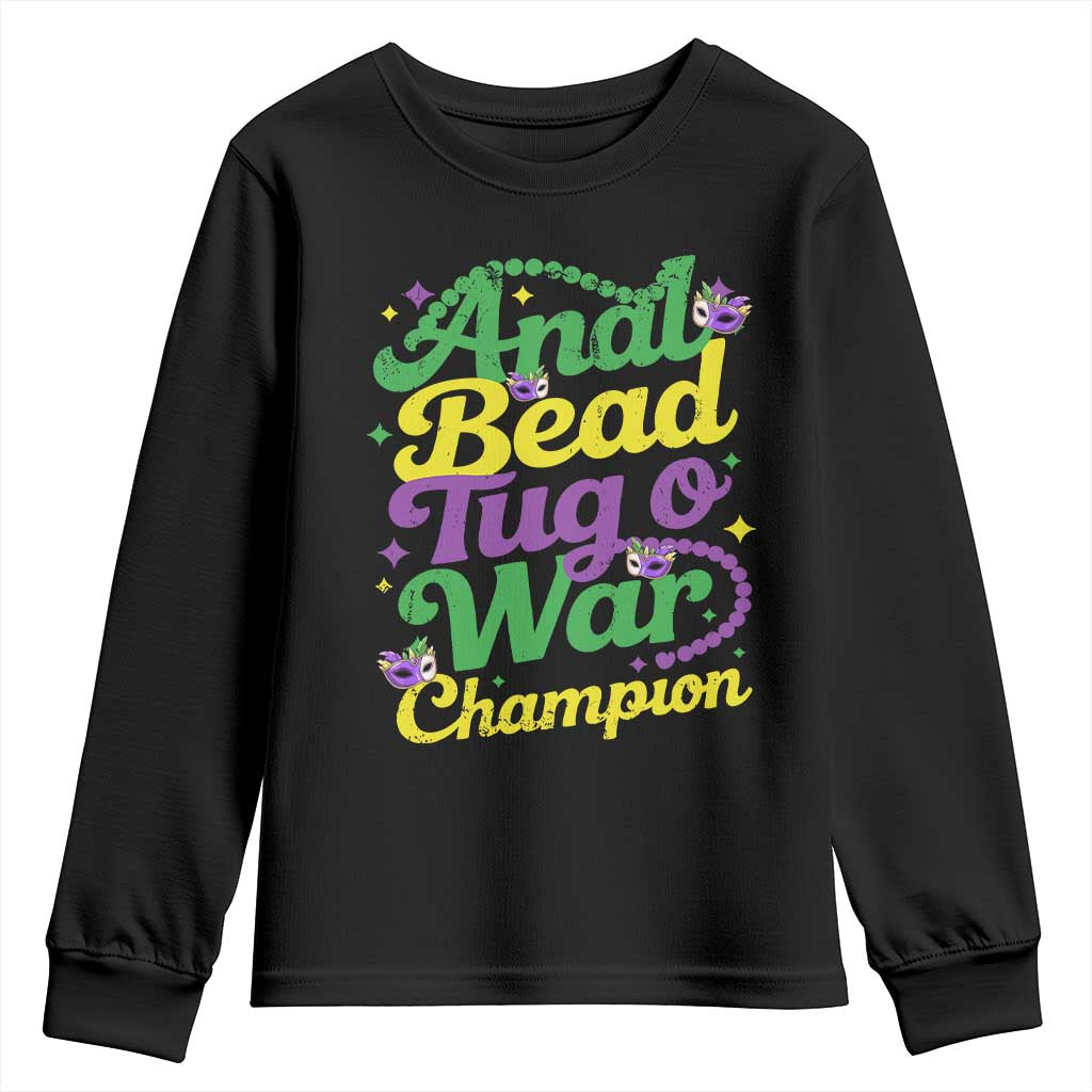 Funny Anal Bead Tug O War Mardi Gras Youth Sweatshirt Fat Tuesday Carnival Adult Humor