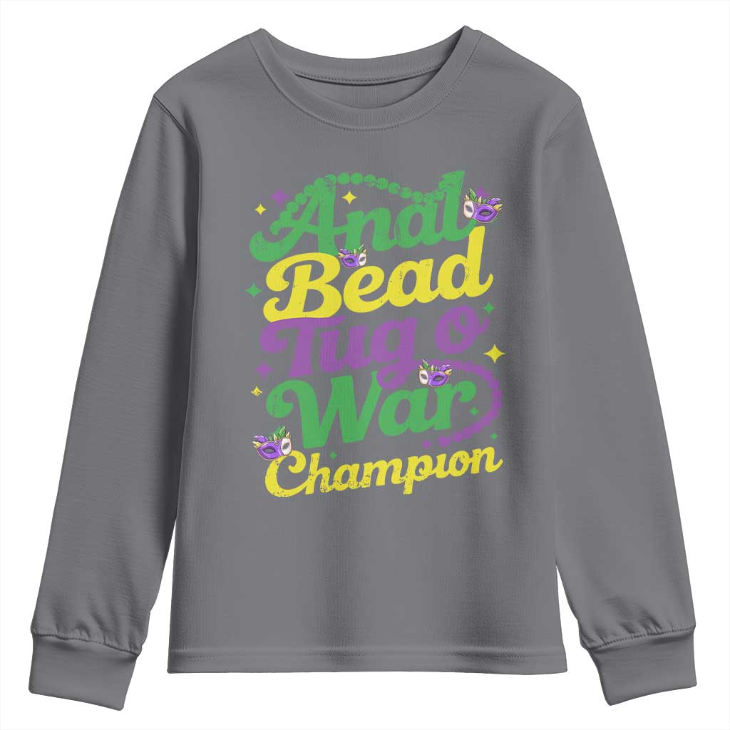 Funny Anal Bead Tug O War Mardi Gras Youth Sweatshirt Fat Tuesday Carnival Adult Humor