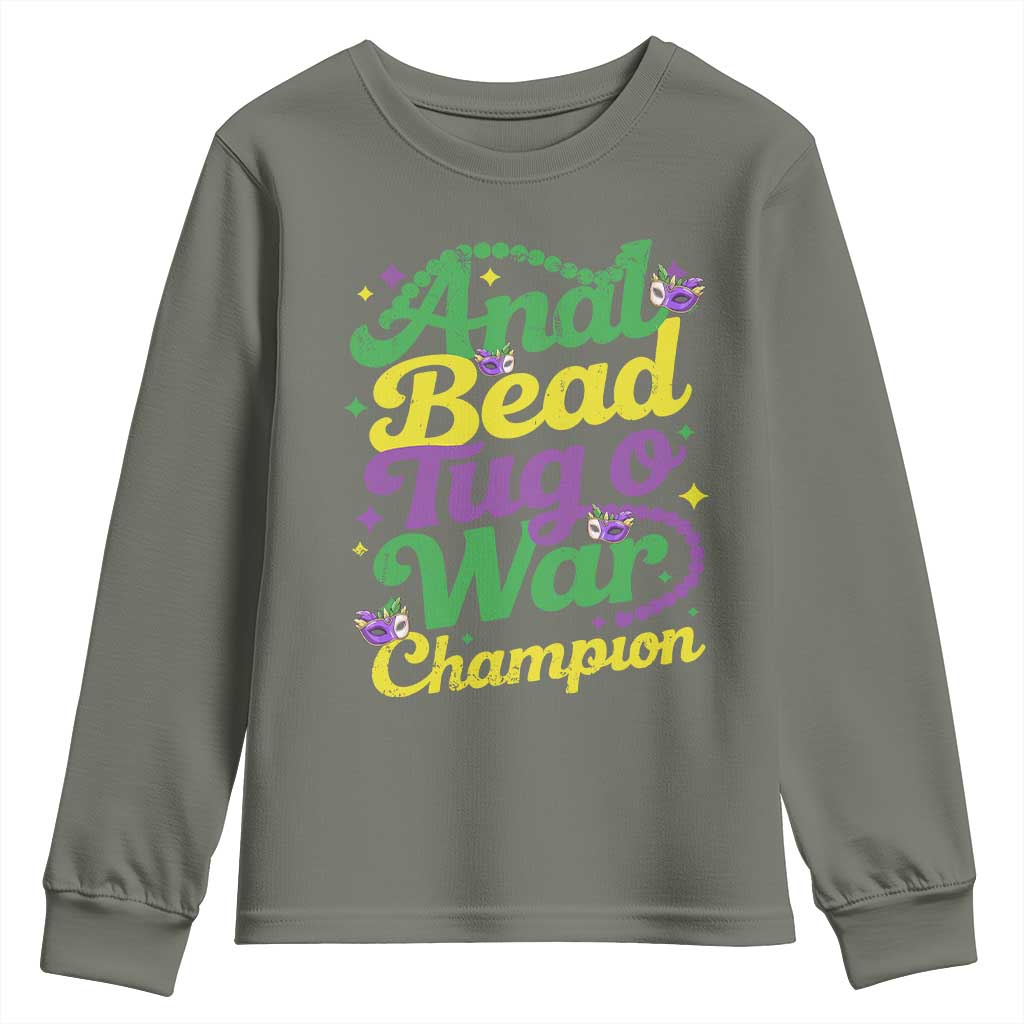 Funny Anal Bead Tug O War Mardi Gras Youth Sweatshirt Fat Tuesday Carnival Adult Humor