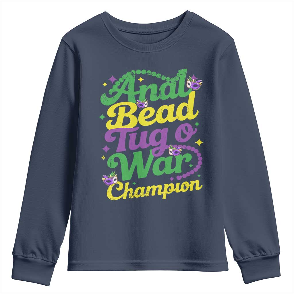 Funny Anal Bead Tug O War Mardi Gras Youth Sweatshirt Fat Tuesday Carnival Adult Humor