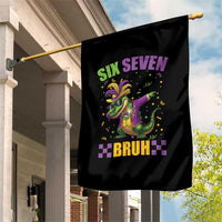 Funny 67 Mardi Gras Alligator Garden Flag Six Seven Bruh Mardigator Dabbing Crocodile