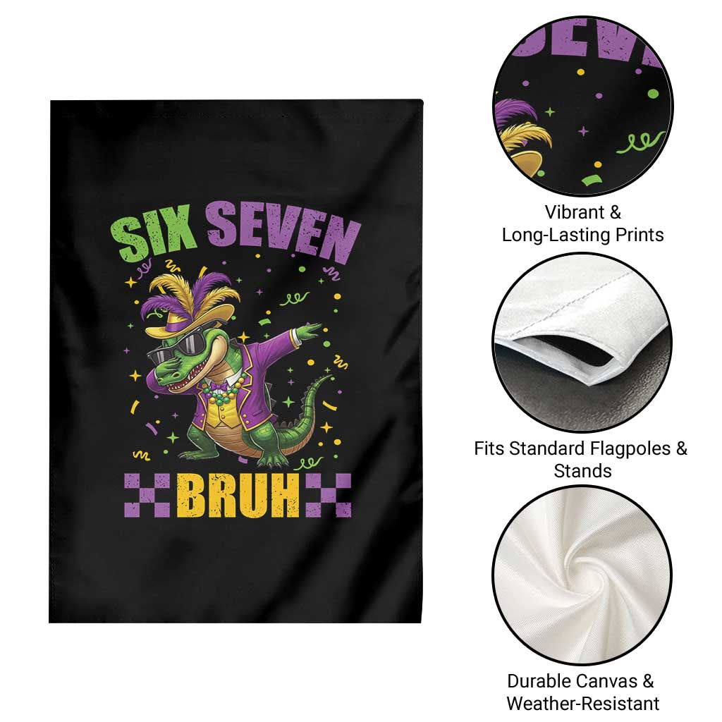 Funny 67 Mardi Gras Alligator Garden Flag Six Seven Bruh Mardigator Dabbing Crocodile