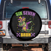 Funny 67 Mardi Gras Alligator Spare Tire Cover Six Seven Bruh Mardigator Dabbing Crocodile