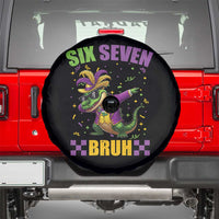 Funny 67 Mardi Gras Alligator Spare Tire Cover Six Seven Bruh Mardigator Dabbing Crocodile