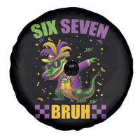 Funny 67 Mardi Gras Alligator Spare Tire Cover Six Seven Bruh Mardigator Dabbing Crocodile