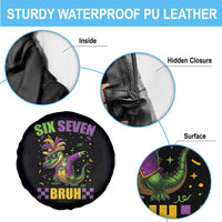 Funny 67 Mardi Gras Alligator Spare Tire Cover Six Seven Bruh Mardigator Dabbing Crocodile