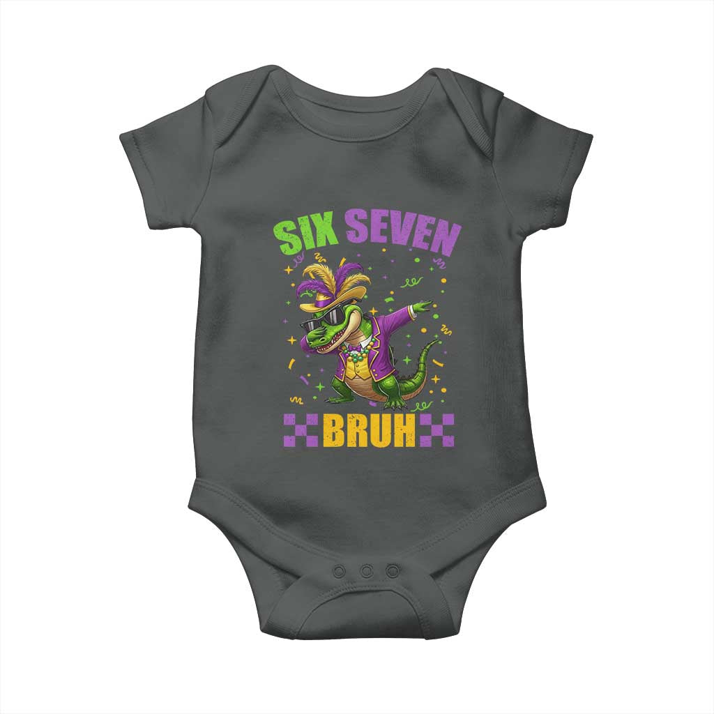 Funny 67 Mardi Gras Alligator Baby Onesie Six Seven Bruh Mardigator Dabbing Crocodile