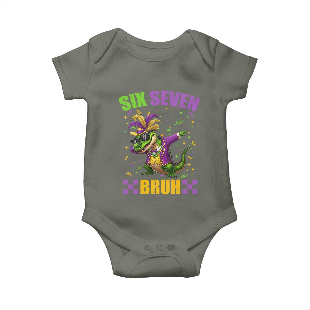 Funny 67 Mardi Gras Alligator Baby Onesie Six Seven Bruh Mardigator Dabbing Crocodile