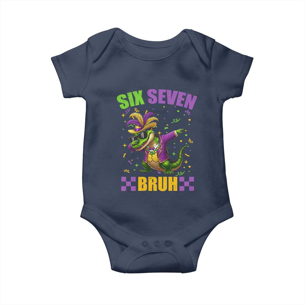 Funny 67 Mardi Gras Alligator Baby Onesie Six Seven Bruh Mardigator Dabbing Crocodile