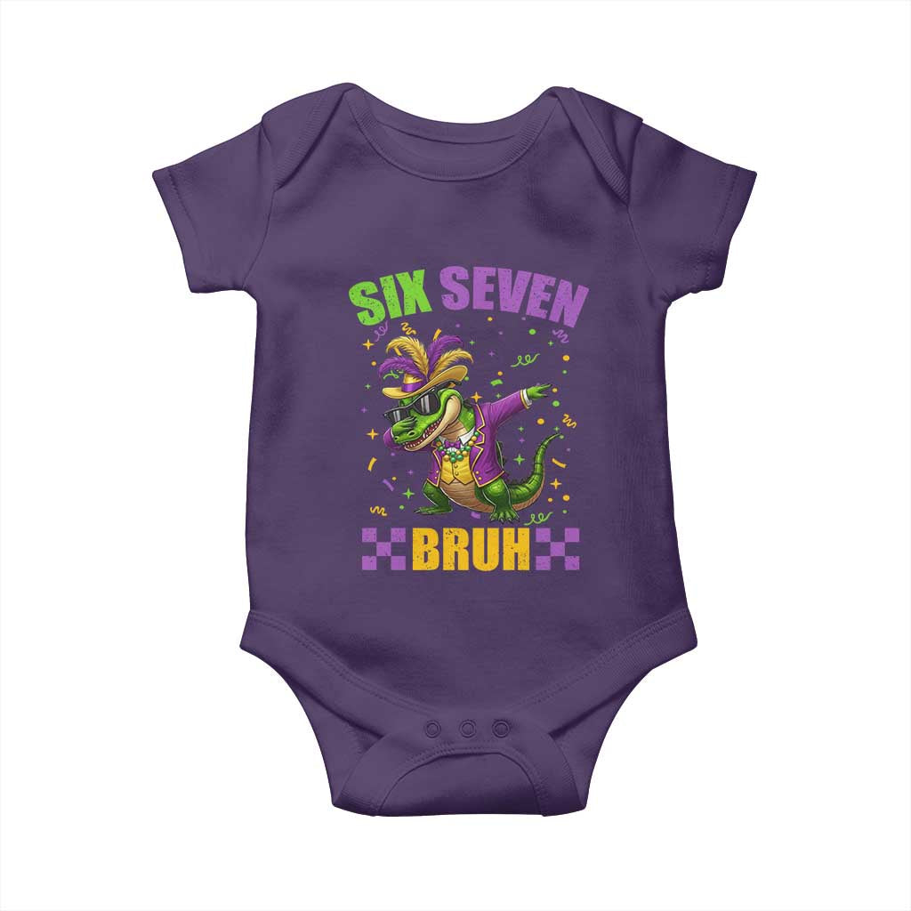 Funny 67 Mardi Gras Alligator Baby Onesie Six Seven Bruh Mardigator Dabbing Crocodile