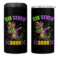 Funny 67 Mardi Gras Alligator 4 in 1 Can Cooler Tumbler Six Seven Bruh Mardigator Dabbing Crocodile