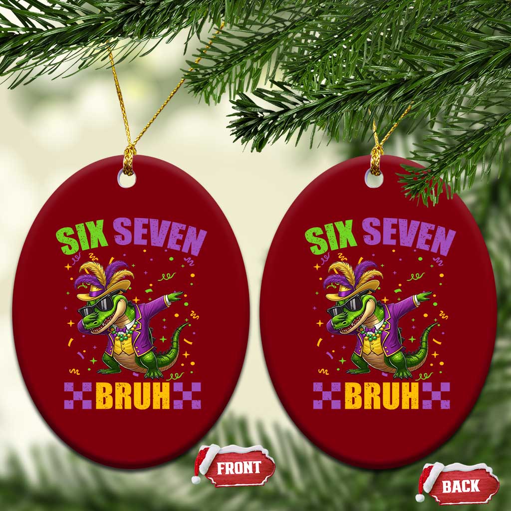 Funny 67 Mardi Gras Alligator Ceramic Ornament Six Seven Bruh Mardigator Dabbing Crocodile