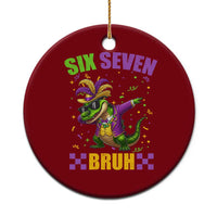 Funny 67 Mardi Gras Alligator Ceramic Ornament Six Seven Bruh Mardigator Dabbing Crocodile