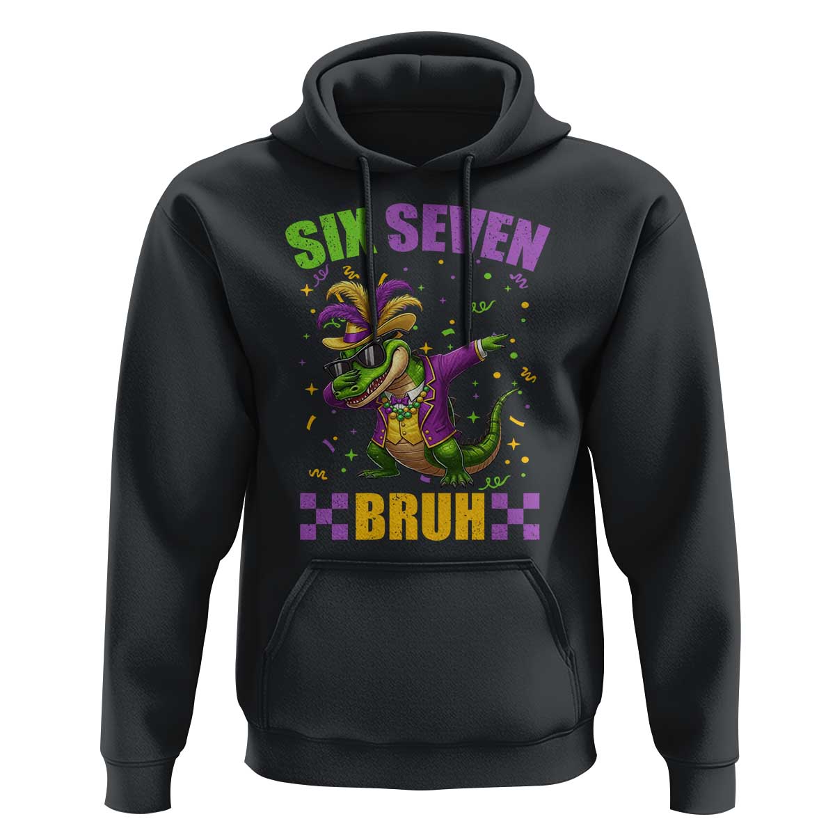 Funny 67 Mardi Gras Alligator Hoodie Six Seven Bruh Mardigator Dabbing Crocodile