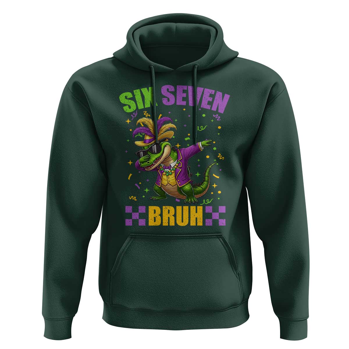 Funny 67 Mardi Gras Alligator Hoodie Six Seven Bruh Mardigator Dabbing Crocodile