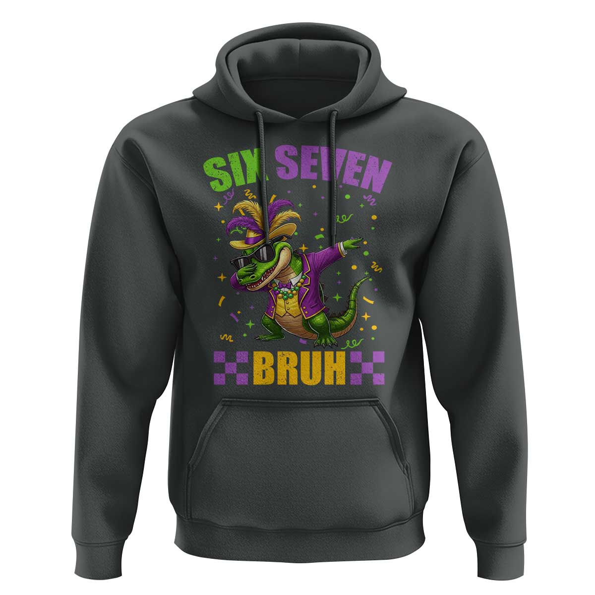 Funny 67 Mardi Gras Alligator Hoodie Six Seven Bruh Mardigator Dabbing Crocodile