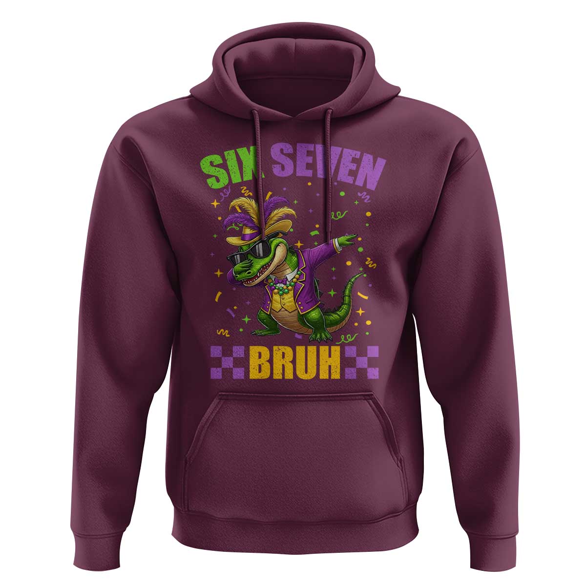 Funny 67 Mardi Gras Alligator Hoodie Six Seven Bruh Mardigator Dabbing Crocodile