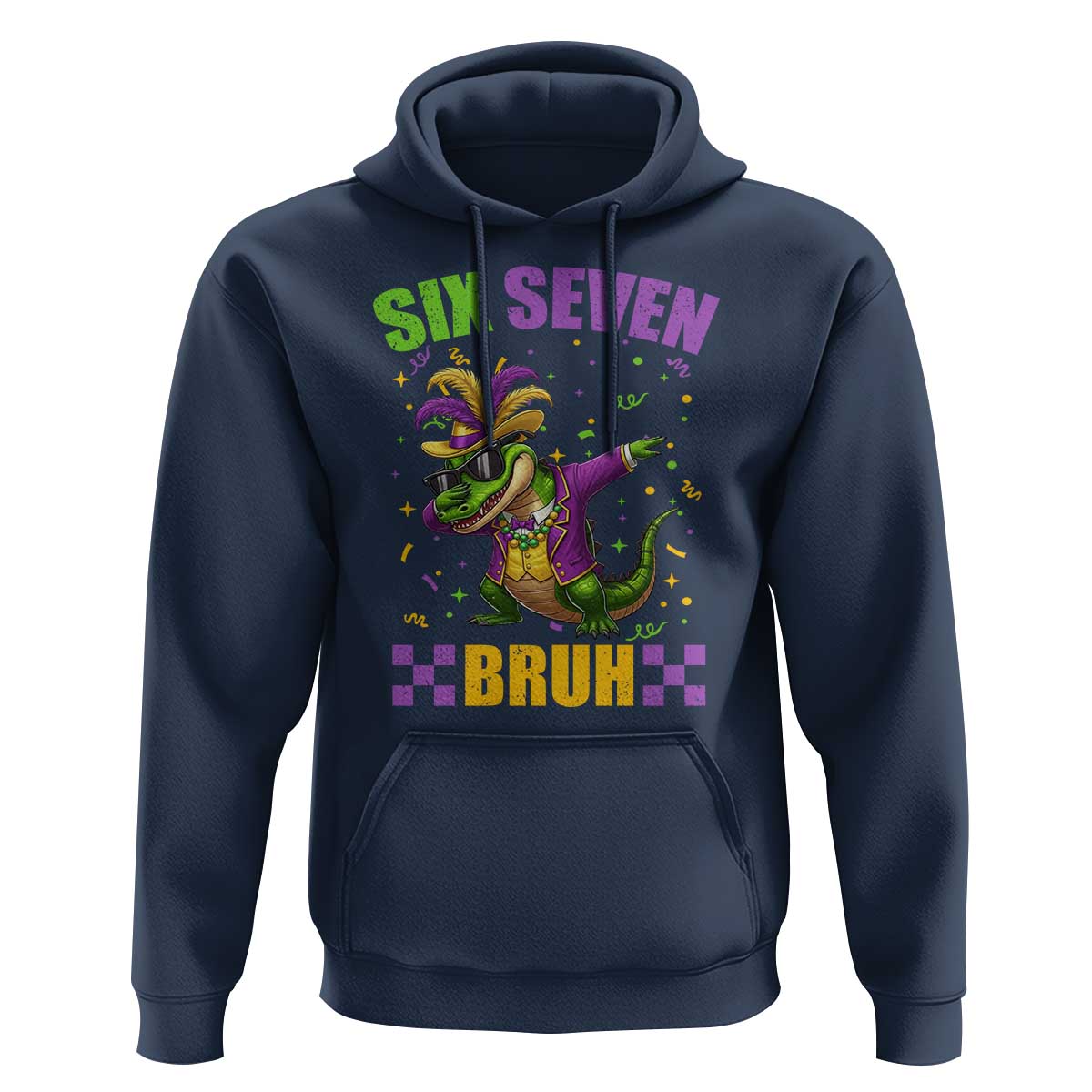 Funny 67 Mardi Gras Alligator Hoodie Six Seven Bruh Mardigator Dabbing Crocodile