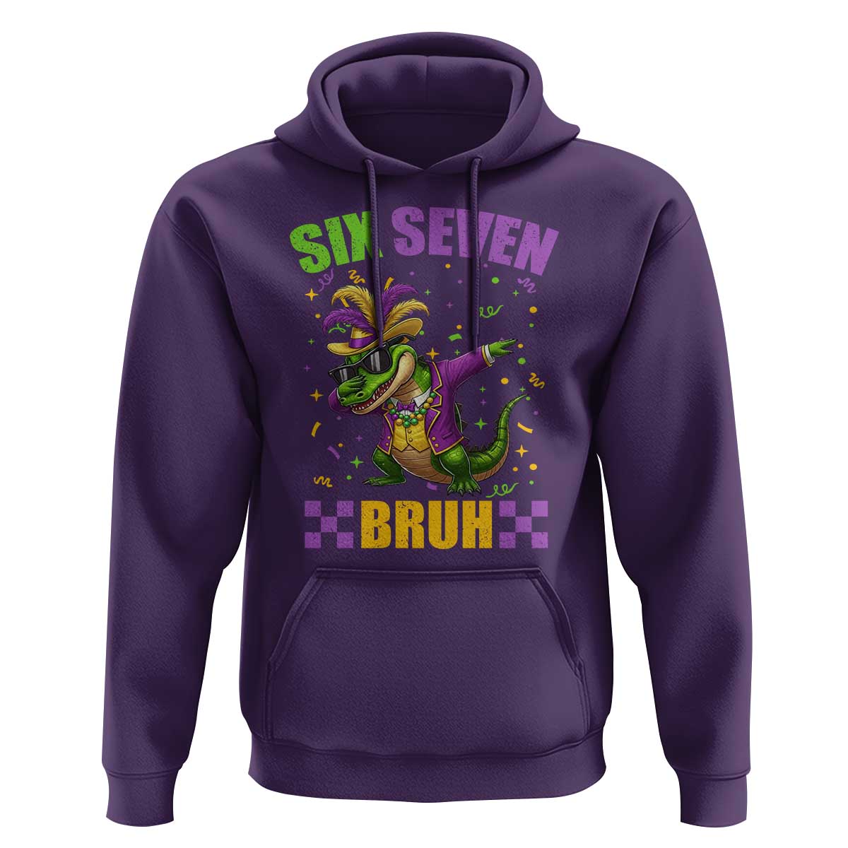 Funny 67 Mardi Gras Alligator Hoodie Six Seven Bruh Mardigator Dabbing Crocodile