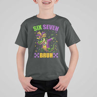 Funny 67 Mardi Gras Alligator T Shirt For Kid Six Seven Bruh Mardigator Dabbing Crocodile