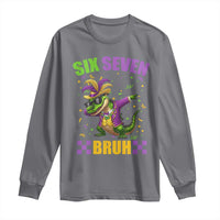 Funny 67 Mardi Gras Alligator Long Sleeve Shirt Six Seven Bruh Mardigator Dabbing Crocodile