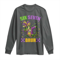 Funny 67 Mardi Gras Alligator Long Sleeve Shirt Six Seven Bruh Mardigator Dabbing Crocodile