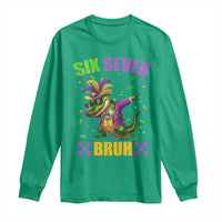 Funny 67 Mardi Gras Alligator Long Sleeve Shirt Six Seven Bruh Mardigator Dabbing Crocodile
