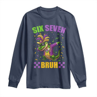 Funny 67 Mardi Gras Alligator Long Sleeve Shirt Six Seven Bruh Mardigator Dabbing Crocodile