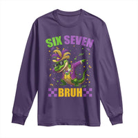 Funny 67 Mardi Gras Alligator Long Sleeve Shirt Six Seven Bruh Mardigator Dabbing Crocodile