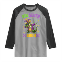 Funny 67 Mardi Gras Alligator Raglan Shirt Six Seven Bruh Mardigator Dabbing Crocodile