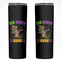 Funny 67 Mardi Gras Alligator Skinny Tumbler Six Seven Bruh Mardigator Dabbing Crocodile