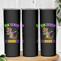 Funny 67 Mardi Gras Alligator Skinny Tumbler Six Seven Bruh Mardigator Dabbing Crocodile
