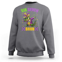 Funny 67 Mardi Gras Alligator Sweatshirt Six Seven Bruh Mardigator Dabbing Crocodile