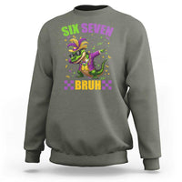 Funny 67 Mardi Gras Alligator Sweatshirt Six Seven Bruh Mardigator Dabbing Crocodile