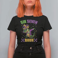 Funny 67 Mardi Gras Alligator T Shirt For Women Six Seven Bruh Mardigator Dabbing Crocodile