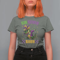 Funny 67 Mardi Gras Alligator T Shirt For Women Six Seven Bruh Mardigator Dabbing Crocodile