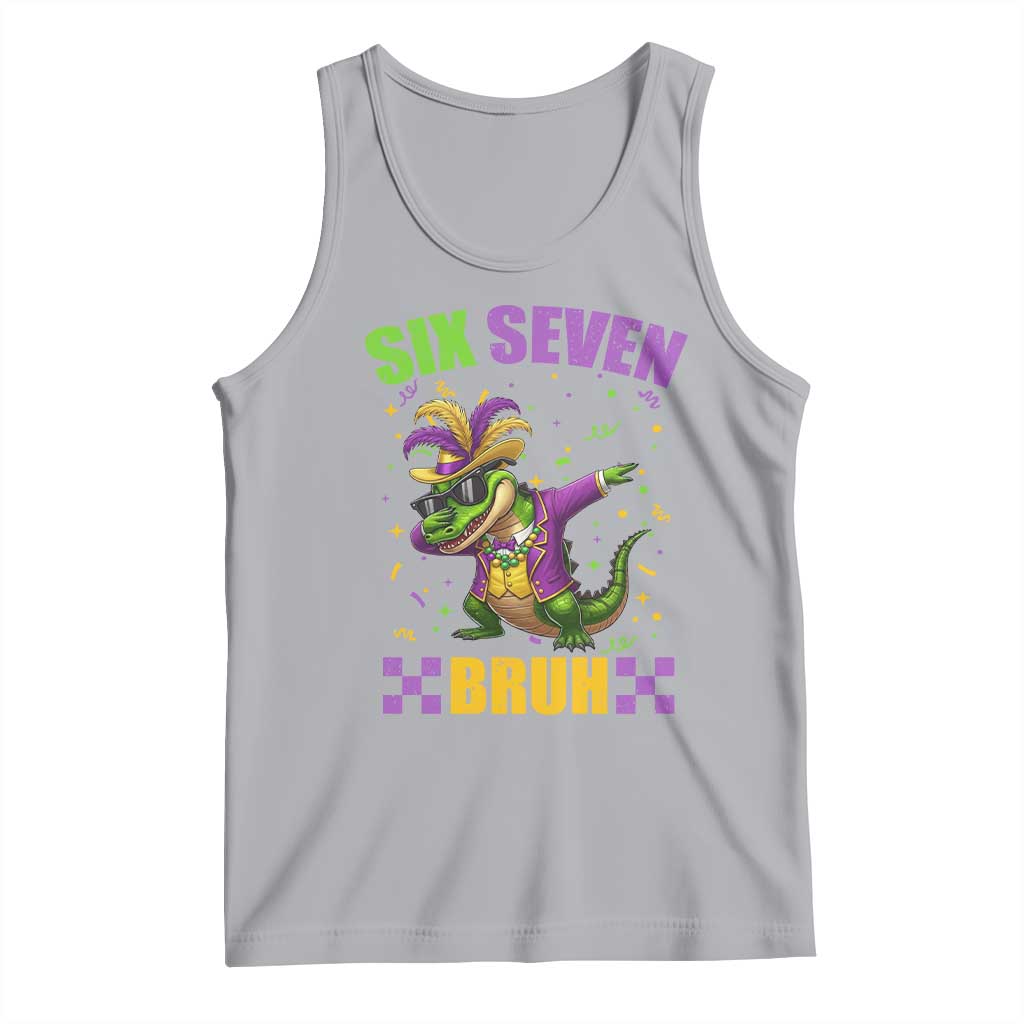 Funny 67 Mardi Gras Alligator Tank Top Six Seven Bruh Mardigator Dabbing Crocodile