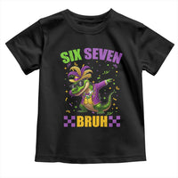Funny 67 Mardi Gras Alligator Toddler T Shirt Six Seven Bruh Mardigator Dabbing Crocodile