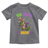 Funny 67 Mardi Gras Alligator Toddler T Shirt Six Seven Bruh Mardigator Dabbing Crocodile