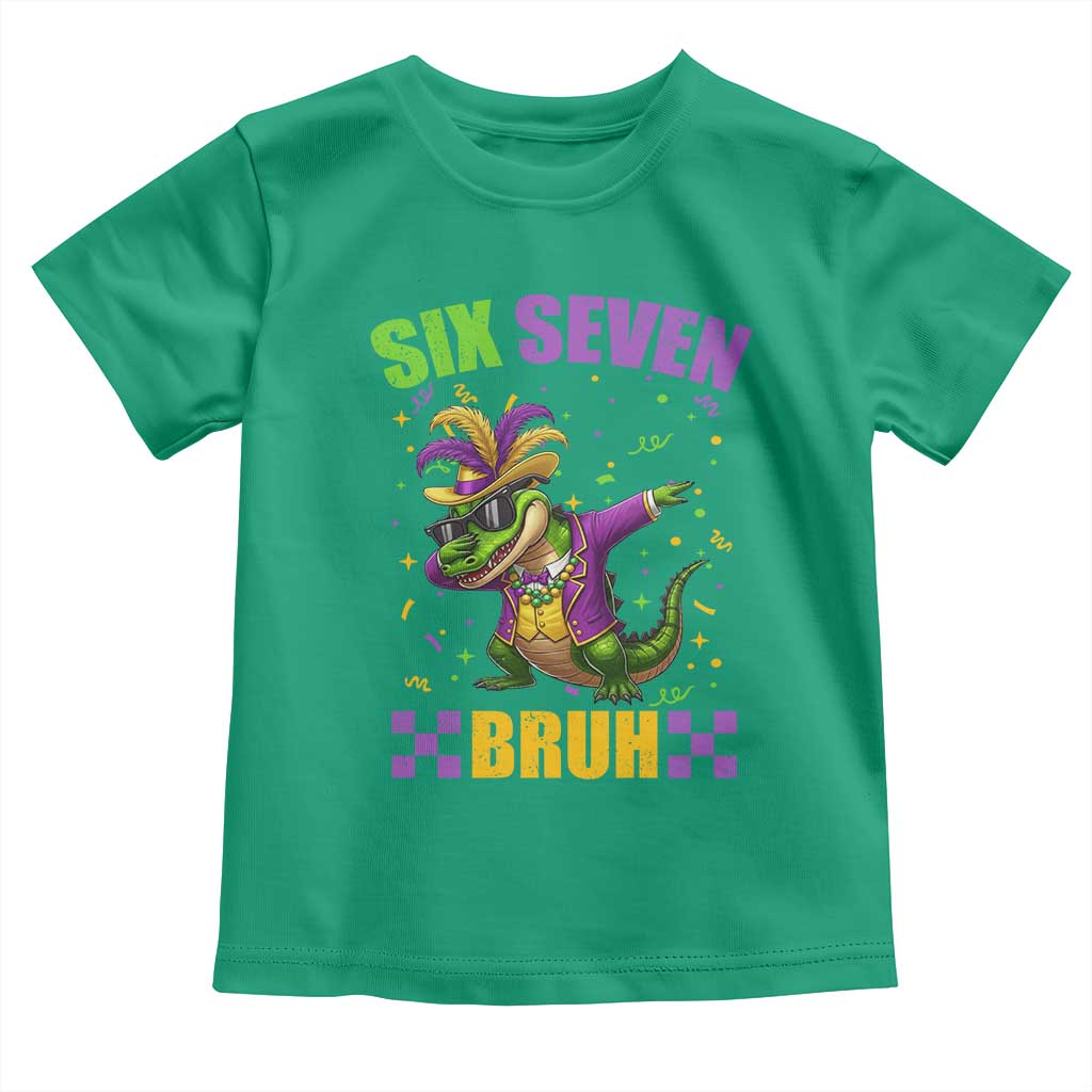 Funny 67 Mardi Gras Alligator Toddler T Shirt Six Seven Bruh Mardigator Dabbing Crocodile