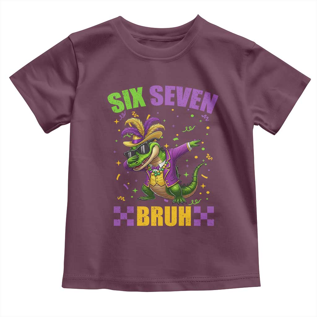 Funny 67 Mardi Gras Alligator Toddler T Shirt Six Seven Bruh Mardigator Dabbing Crocodile