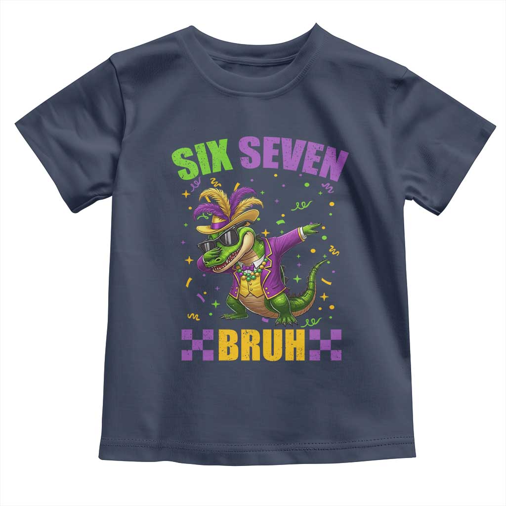 Funny 67 Mardi Gras Alligator Toddler T Shirt Six Seven Bruh Mardigator Dabbing Crocodile