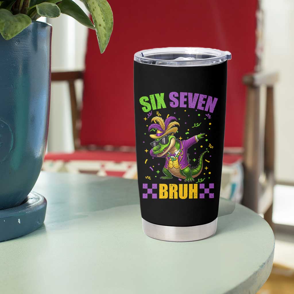 Funny 67 Mardi Gras Alligator Tumbler Cup Six Seven Bruh Mardigator Dabbing Crocodile