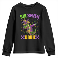 Funny 67 Mardi Gras Alligator Youth Sweatshirt Six Seven Bruh Mardigator Dabbing Crocodile