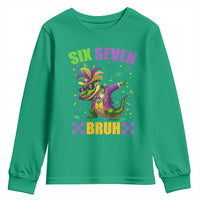 Funny 67 Mardi Gras Alligator Youth Sweatshirt Six Seven Bruh Mardigator Dabbing Crocodile
