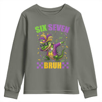 Funny 67 Mardi Gras Alligator Youth Sweatshirt Six Seven Bruh Mardigator Dabbing Crocodile