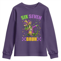Funny 67 Mardi Gras Alligator Youth Sweatshirt Six Seven Bruh Mardigator Dabbing Crocodile