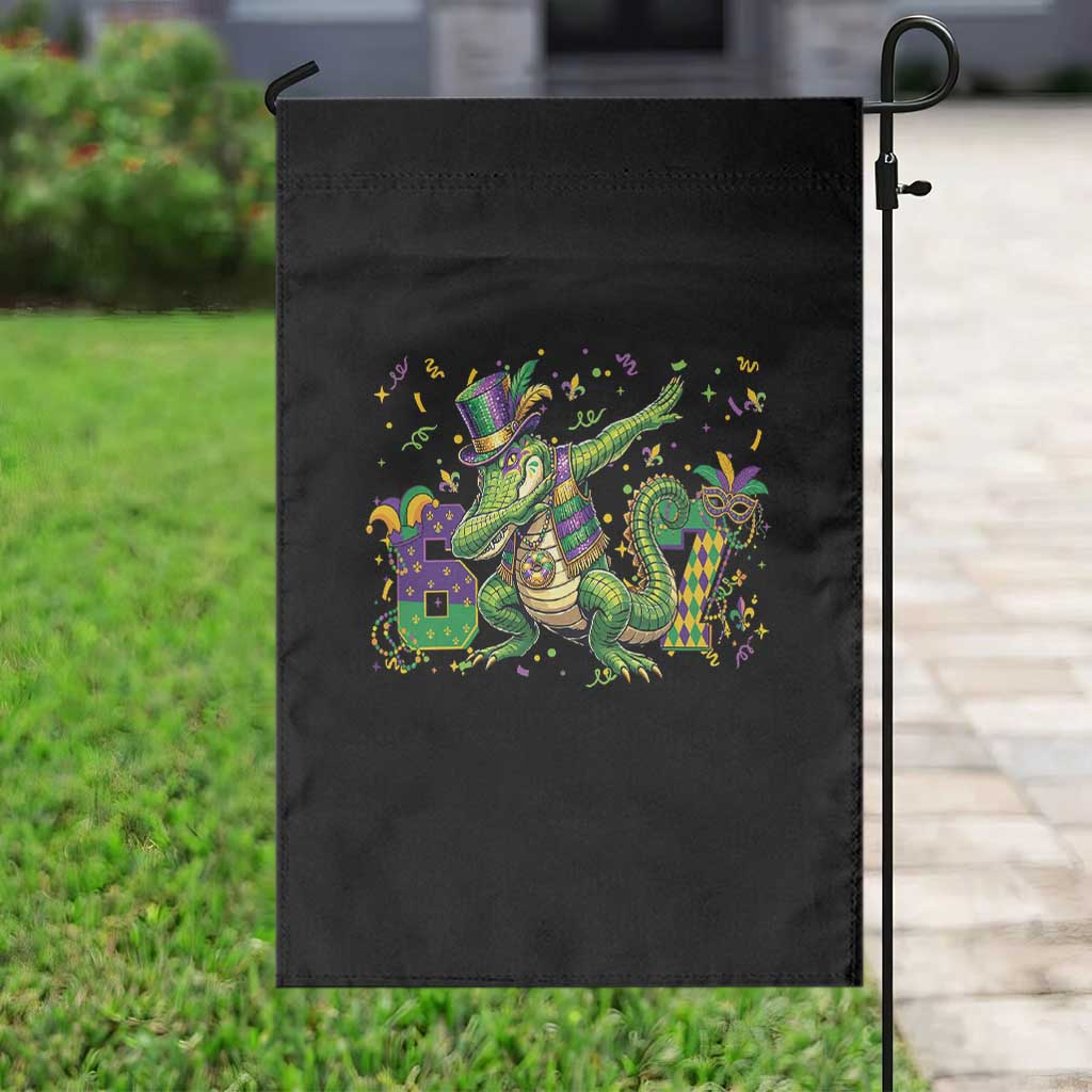 Funny Dabbing Alligator 67 Mardi Gras Six Seven Meme Garden Flag
