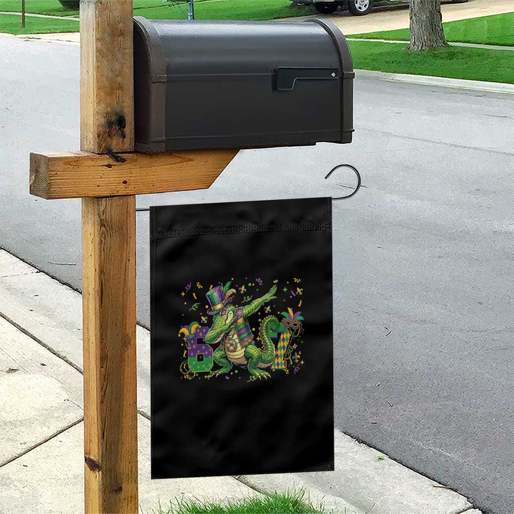 Funny Dabbing Alligator 67 Mardi Gras Six Seven Meme Garden Flag
