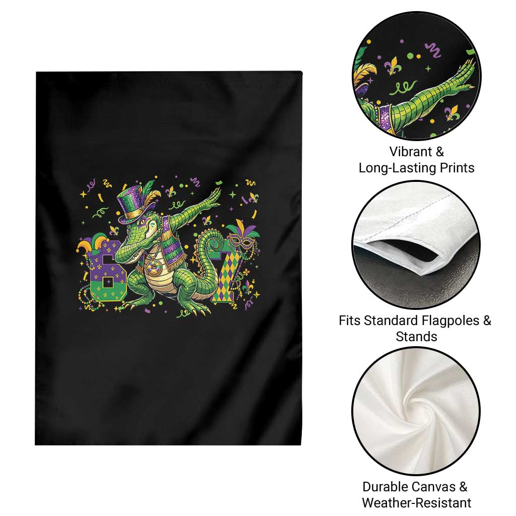 Funny Dabbing Alligator 67 Mardi Gras Six Seven Meme Garden Flag